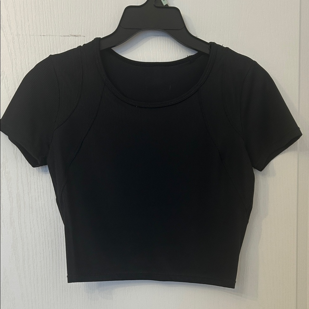 Women's Athletic Ribbed Crop Tee XS Black
